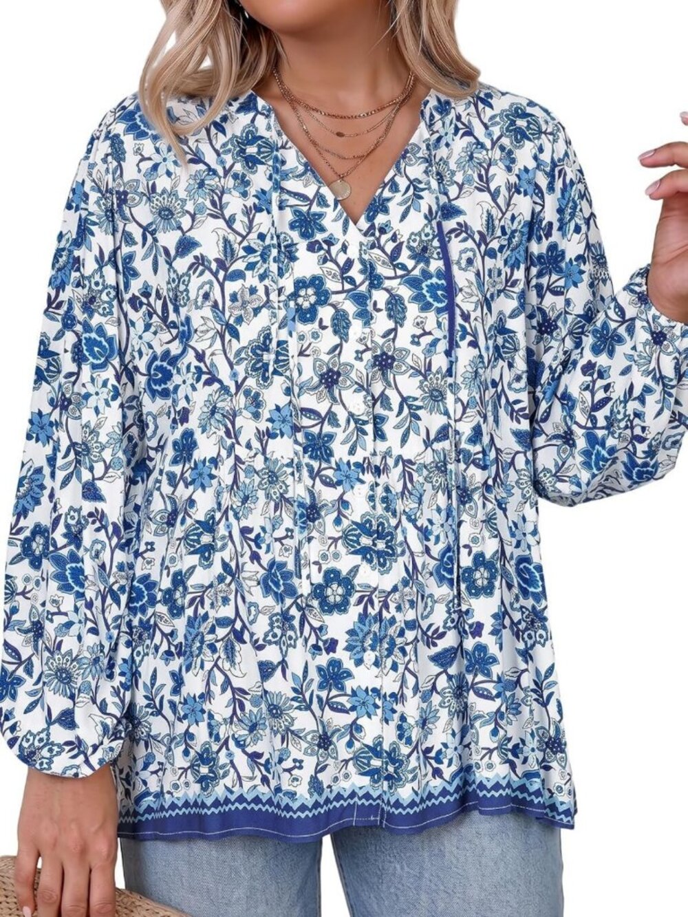 Boho Plus Size Long Sleeve Button Down Tops for Women - Stylish & Comfy